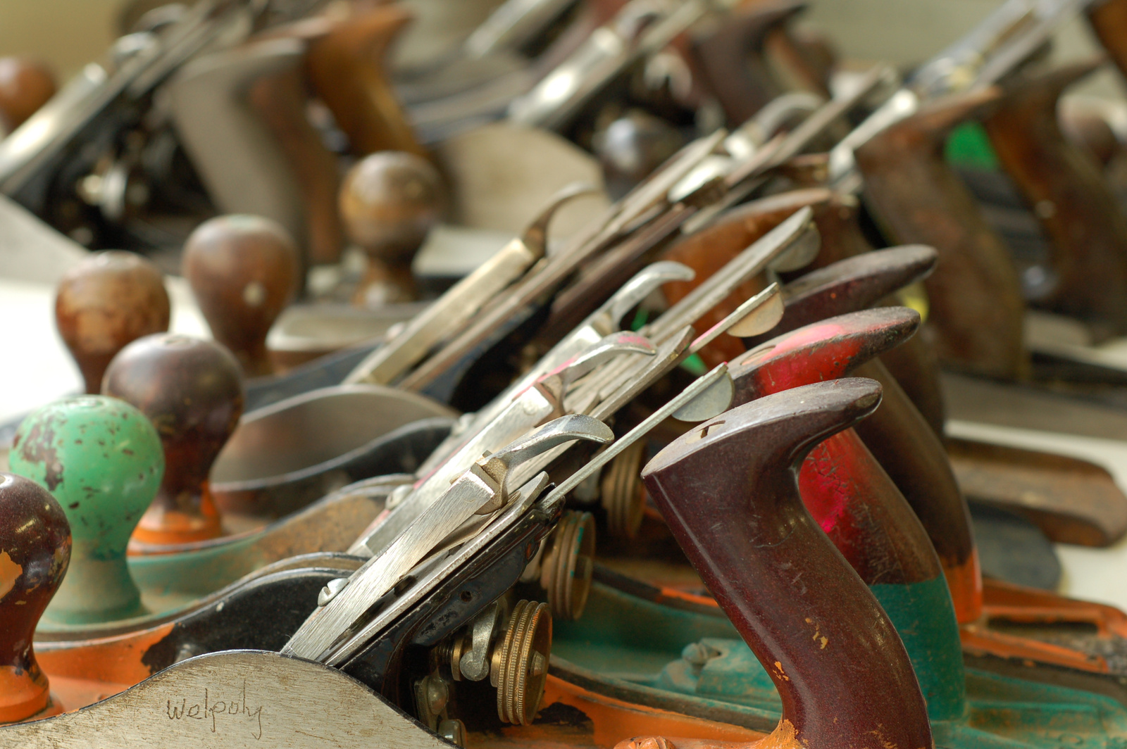 Tools laid out for a violin-making session at BenchSpace